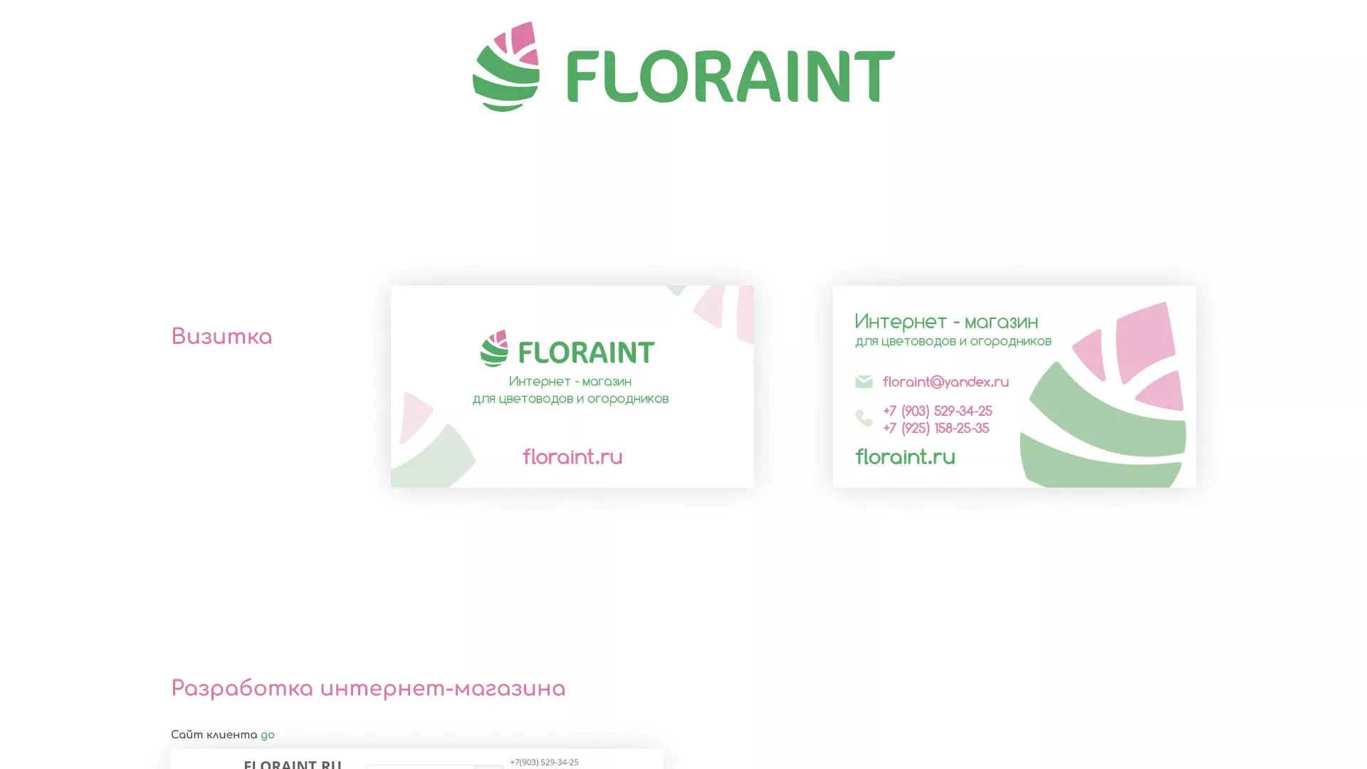 Создание логотипа и интернет-магазина «FLORAINT» в Мензелинске